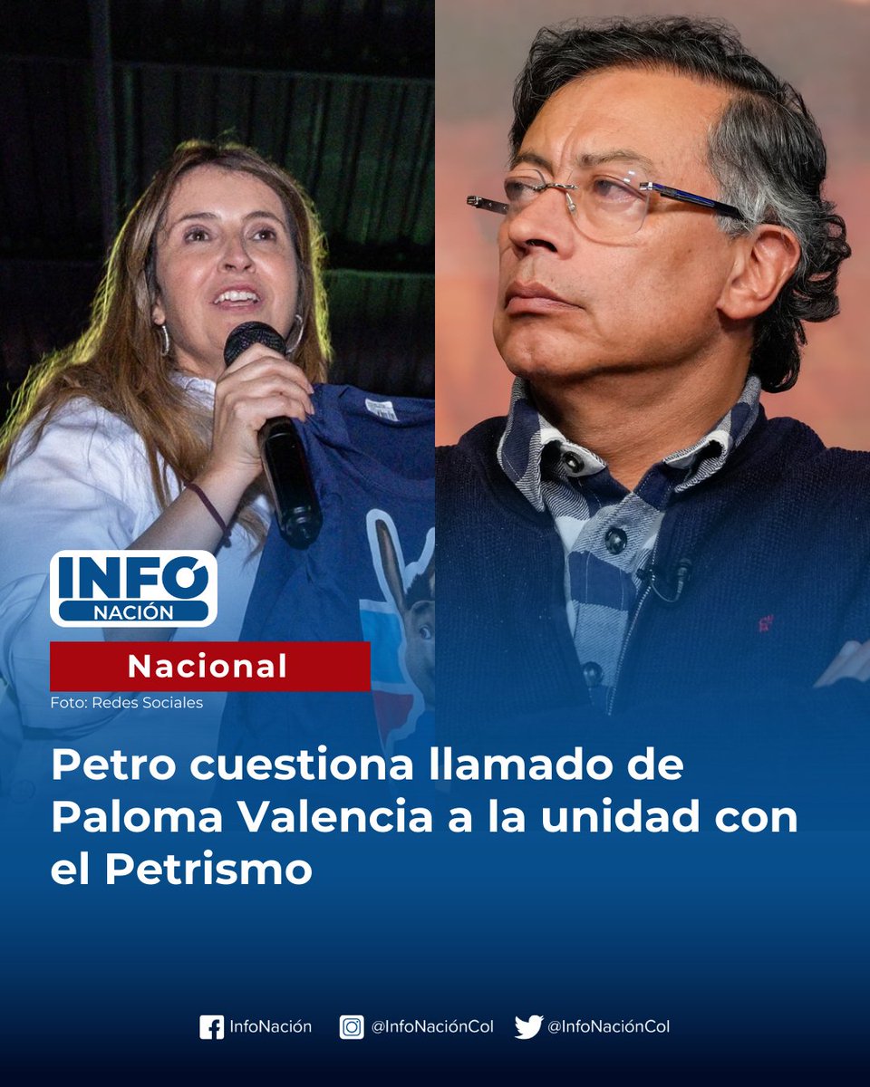 #InfoNación El presidente Gustavo Petro (<a href="/petrogustavo/">Gustavo Petro</a>) cuestionó el llamado de Paloma Valencia (<a href="/PalomaValenciaL/">Paloma Valencia L</a>) al petrismo y preguntó qué clase de “cariño” es ese si, según dijo, su movimiento ha rechazado las reformas sociales impulsadas por su gobierno. 🗳️🇨🇴