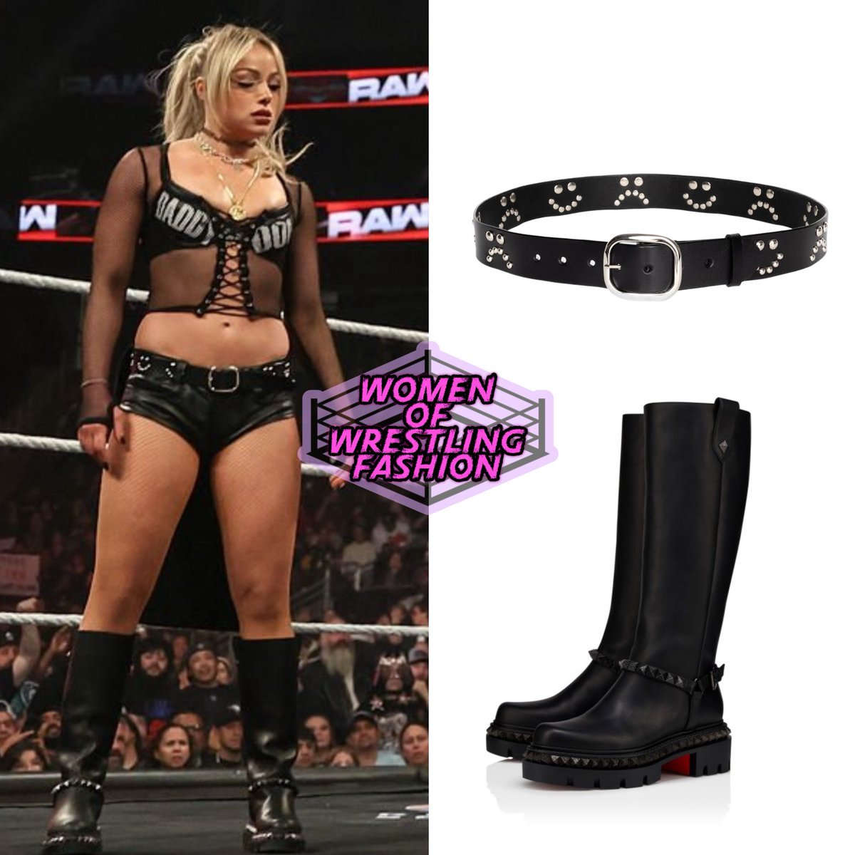 .<a href="/YaOnlyLivvOnce/">LIV Morgan</a> wears the Moody Belt from Zana Bayne ($250) &amp; Marinetta Pyraclou Boots from <a href="/LouboutinWorld/">Christian Louboutin</a> ($2,495) for the 3/9/26 #WWERaw
