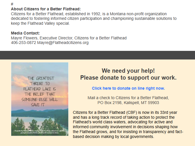 upperwestshore's tweet photo. Citizens for a Better Flathead invites you to attend a critical court hearing tomorrow, Thursday, March 12, 2026, at the Flathead County Justice Center.
This hearing will address their lawsuit challenging the county's approval of a new commercial marina and dock. https://t.co/jqoe9XMWP8