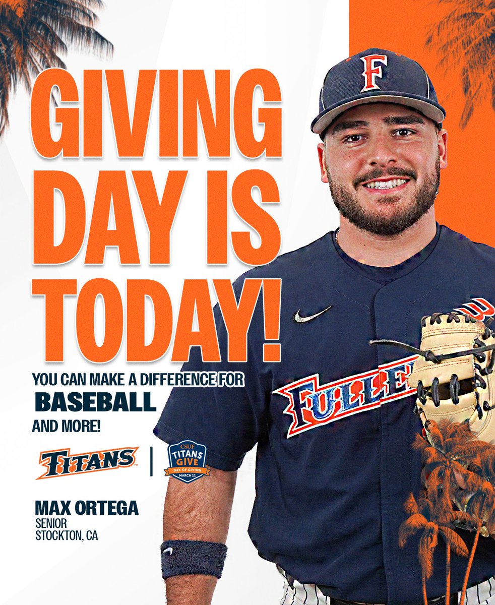FullertonBSB's tweet photo. It’s Giving Day! ⚾️🧡💙

Support Titans Baseball and help our student-athletes continue to succeed on and off the field. Every gift makes a difference.

https://t.co/XawBrmTCNe

#TusksUp https://t.co/MZdRvt0mcZ