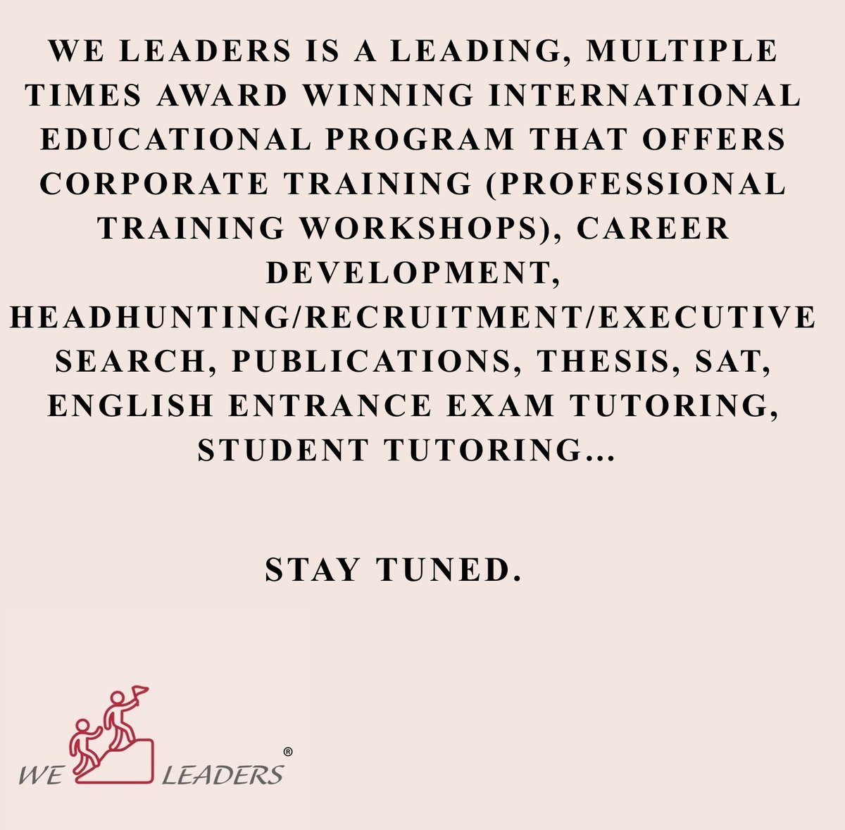 HARIKHOLDING's tweet photo. @WeLeaders_ is under HARIK HOLDING, a leading, multiple times award winning int edu program that offers corporate training (training workshops), career development, headhunting/recruitment/executive search, publications, thesis, SAT, Eng entrance exam tutoring, student tutoring… https://t.co/Qu3CzhaD2X