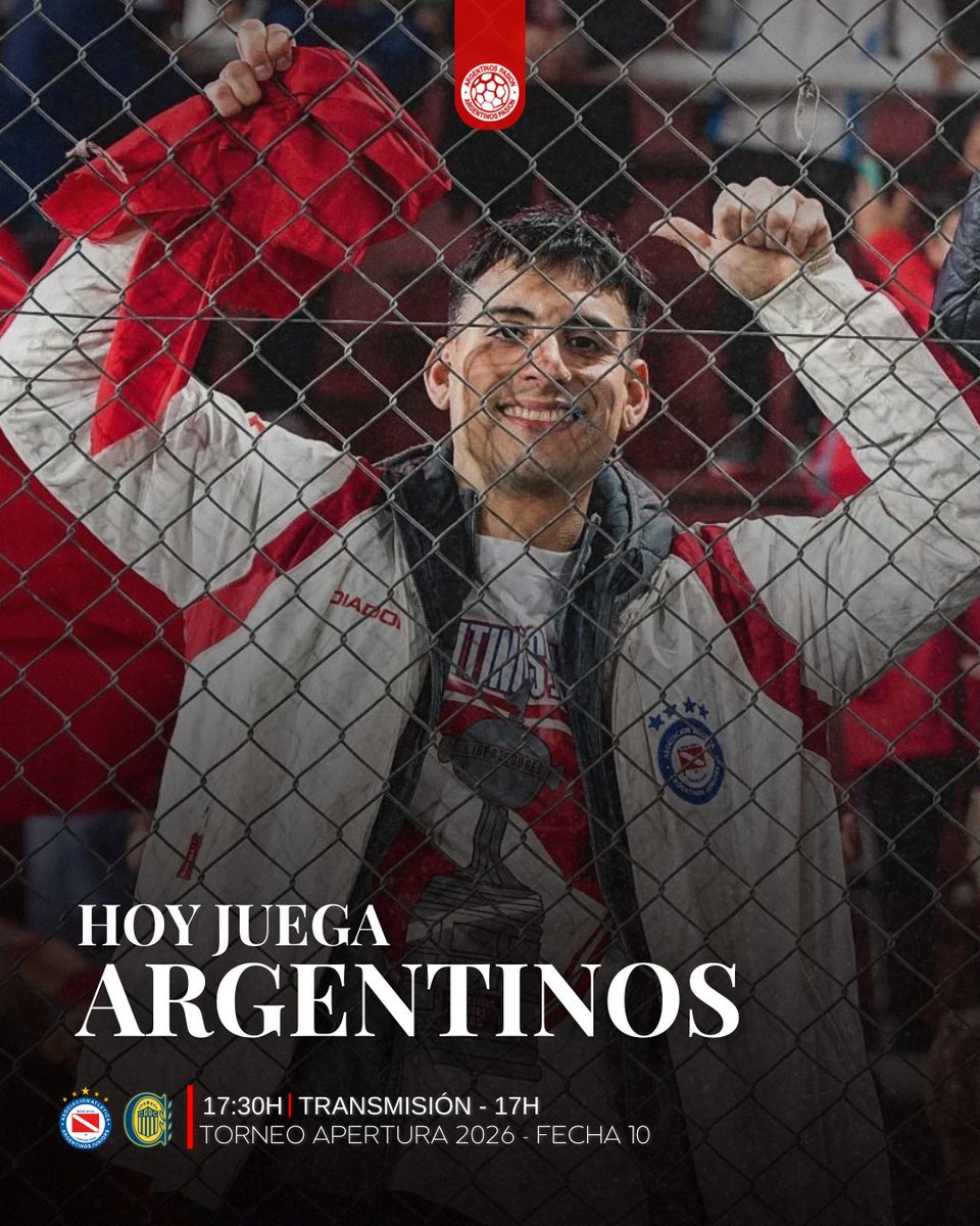 🐞 ¡HOY JUEGA ARGENTINOS! 🐞

🔜 #AAAJ recibe a #RosarioCentral por la fecha 10 del #Apertura2026

📻 Podes escucharlo a traves de Argentinos Pasión desde las 17:00hs