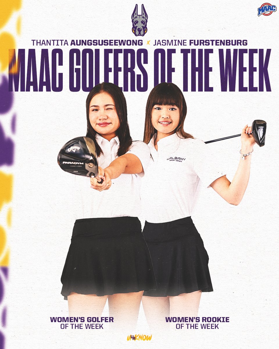 🏆 WINNERS!!! 🏆

It's official - Prime and Jasmine have been named the MAAC Golfer and Rookie of the Week! 👏👏👏

📰: tinyurl.com/4x57xchf

#UAUKNOW