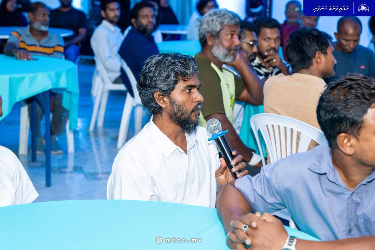 MTCCPlc's tweet photo. Our Managing Director, DCP (Retd.) Ahmed Saudee, provided information on the projects assigned to MTCC in R. Atoll during a session held yesterday in R. Hulhudhuffaaru.

The session was attended by the Minister of Cities, Local Government and Public Works, Hon. Adam Shareef Umar; Minister of Sports, Fitness and Recreation, Hon. Abdulla Rafiu; MP for Ungoofaaru Constituency, Mr. Ibrahim Shifaz; members of councils from various islands of R. Atoll; and our Managing Director, DCP (Retd.) Ahmed Saudee.

Currently, MTCC is handling a total of 74 projects across R. Atoll.

Following the session, our Managing Director met with residents of the Ungoofaaru and Alifushi constituencies who had questions regarding the projects in their respective islands.

#MTCCProjects #RayyithungeKunfuni #TeamMTCC