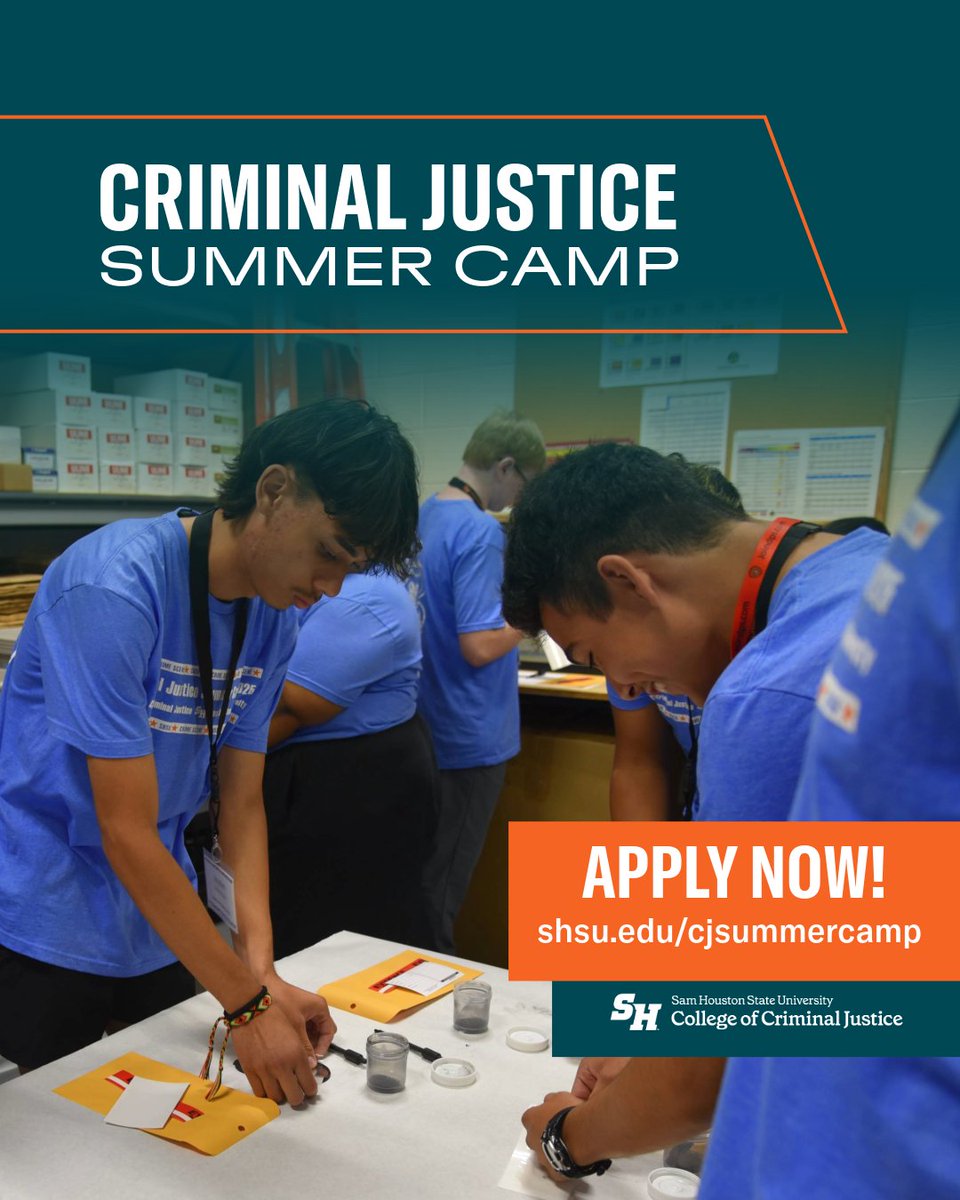 SHSUCJ's tweet image. There's still time to apply for the SHSU CJ Summer Camp!
This camp provides an opportunity for students to meet leading criminal justice agencies, professors and current criminal justice students.

📅 Apply by 4/15.

Learn more: shsu.edu/cjsummercamp 

#SHSUCJ #SummerCamp