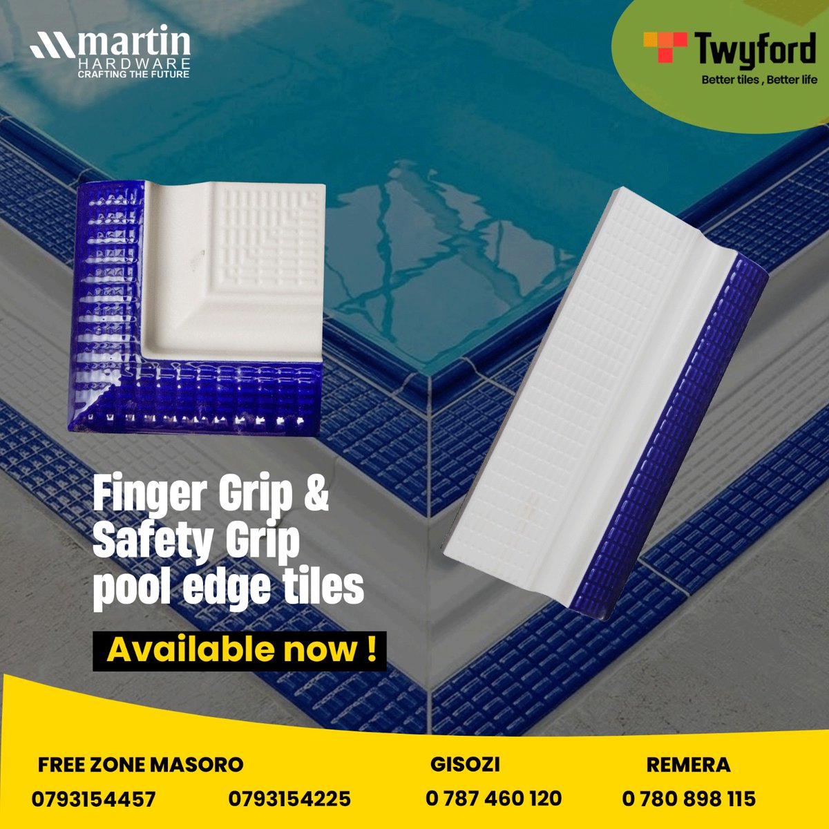 twyford_rwanda's tweet image. Level up your pool game. There’s a reason the best pools in the world use these cobalt-blue safety tiles they offer the perfect blend of grip, durability, and a clean, modern aesthetic.
Available now at all Twyford Branches in Kigali. #pools #pooldesign #rwanda #tiles