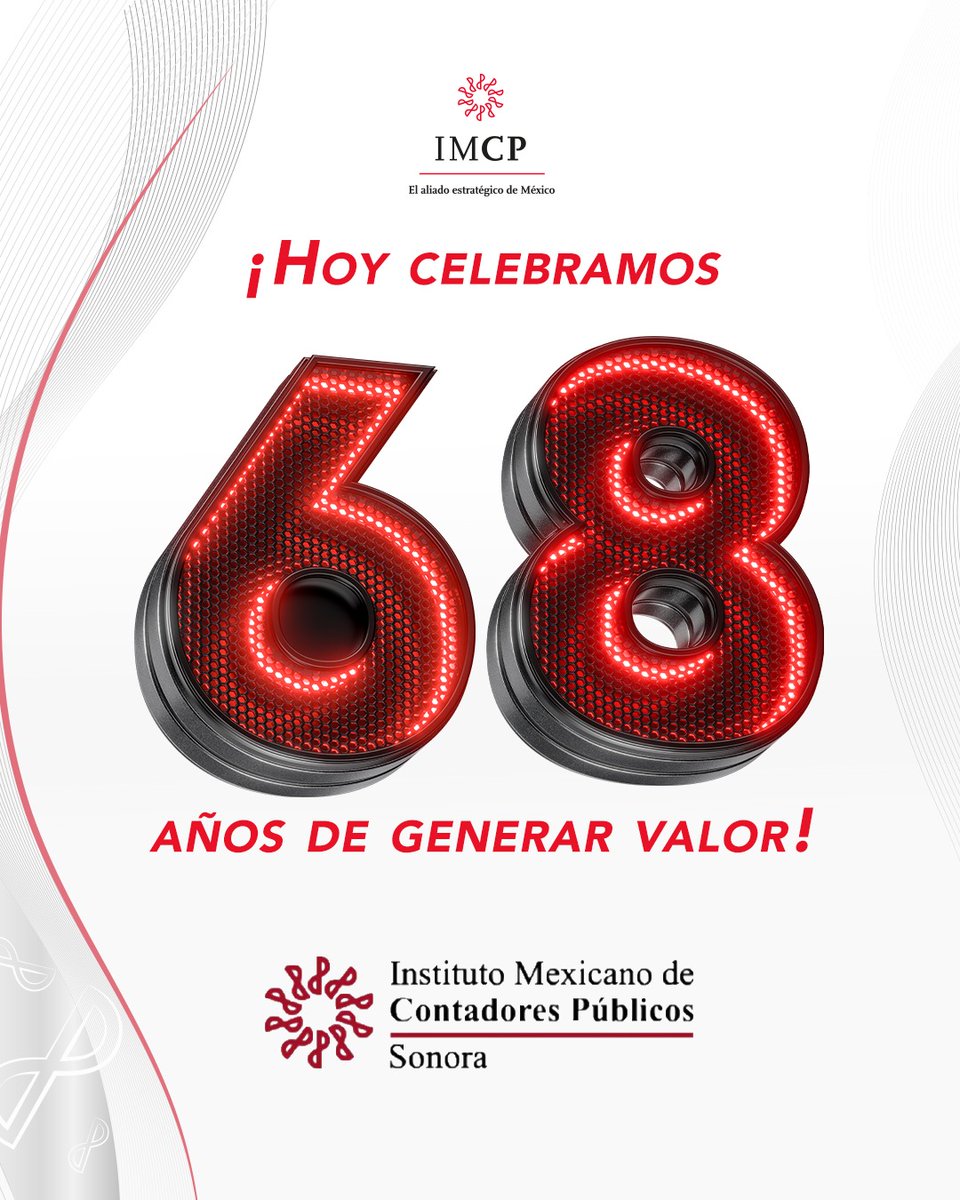 Hoy 11 de #marzo celebramos los 68 años del Colegio de Contadores Públicos de Sonora. Reconocemos su dedicación y contribución al desarrollo de la profesión. ¡Felicidades!👏✨

<a href="/ImcpPresidencia/">Presidencia IMCP</a>
#IMCP #ContaduríaAlServicioDeLaSociedad