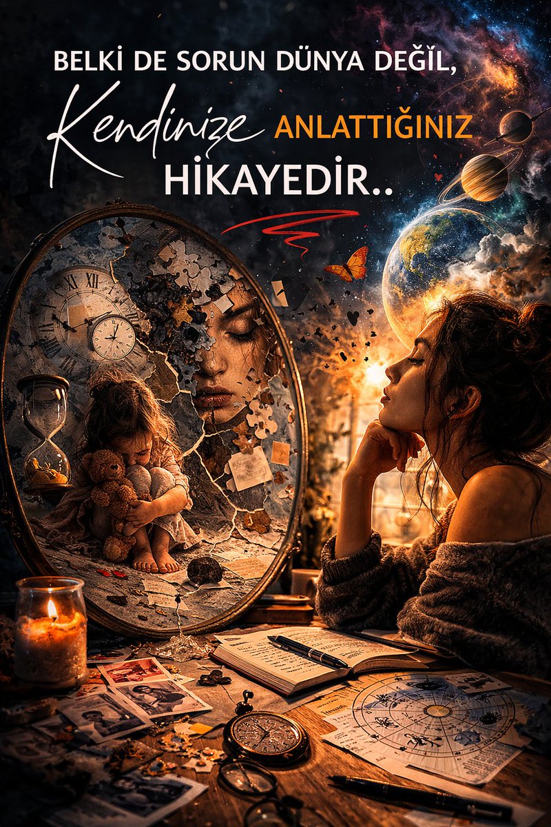 Belki de Sorun Dünya Değil, Kendinize Anlattığınız Hikayedir..

İnsan çoğu zaman kaderini yalnızca dış koşulların belirlediğini düşünür.
Oysa astrolojik harita başka bir gerçeği işaret eder: İnsan kaderiyle yalnızca olaylar üzerinden değil, iç sesi üzerinden de ilişki kurar.