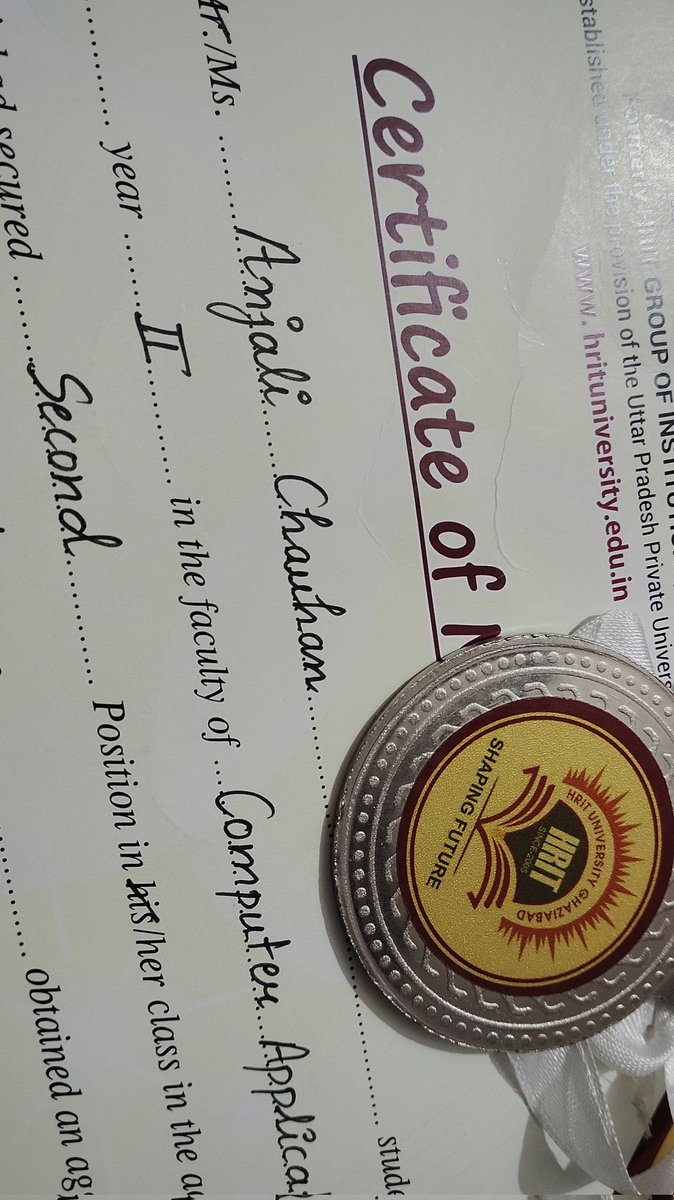 Rapunzel164's tweet photo. Grateful and proud to receive my 🥈 medal for securing 2nd position in my BCA 2nd year batch!
A reminder that hard work and consistency truly pay off.

Onwards to bigger goals! 🚀

#Achievement  #StudentLife #Success #KeepLearning https://t.co/pQyoDXG4wD