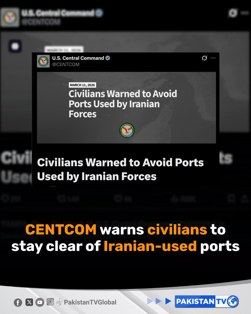 PakTVGlobal's tweet photo. Iranian military operations at civilian ports along the Strait of Hormuz put lives at risk. US urges avoidance of these facilities.

#Iran #IranWar #StraitOfHormuz #USWarning #MaritimeSafety #PakistanTV #PakistanTVglobal https://t.co/9tZPwLJZEb