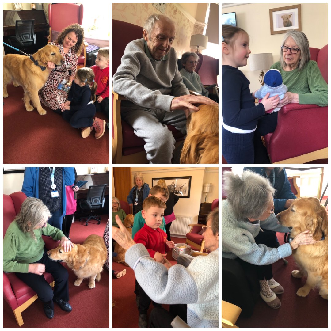Flowerbankecc's tweet photo. This afternoon we went to visit the Grans and Papas at Liz Dean Care Home. Today was extra special as we got to meet Bear the Therapy Dog.🐶

🌸Childhood joy and wisdom meet,
Making moments soft and sweet.🌸 https://t.co/xBAnENMpQJ