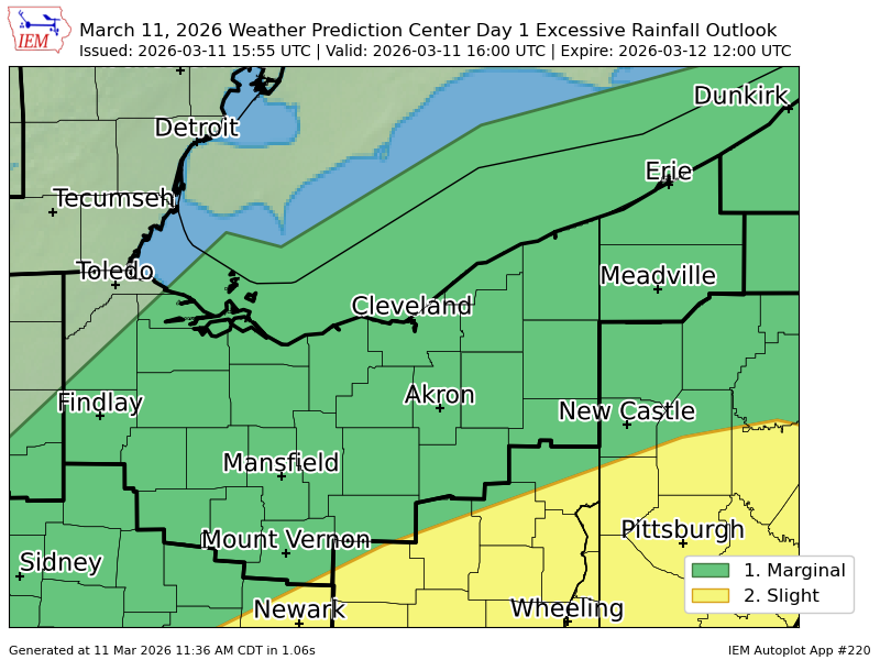 Wpc Riskmap WPC issues Day 1 Slight Risk Excessive Rainfall Outlook at Mar 11, 15 ...
