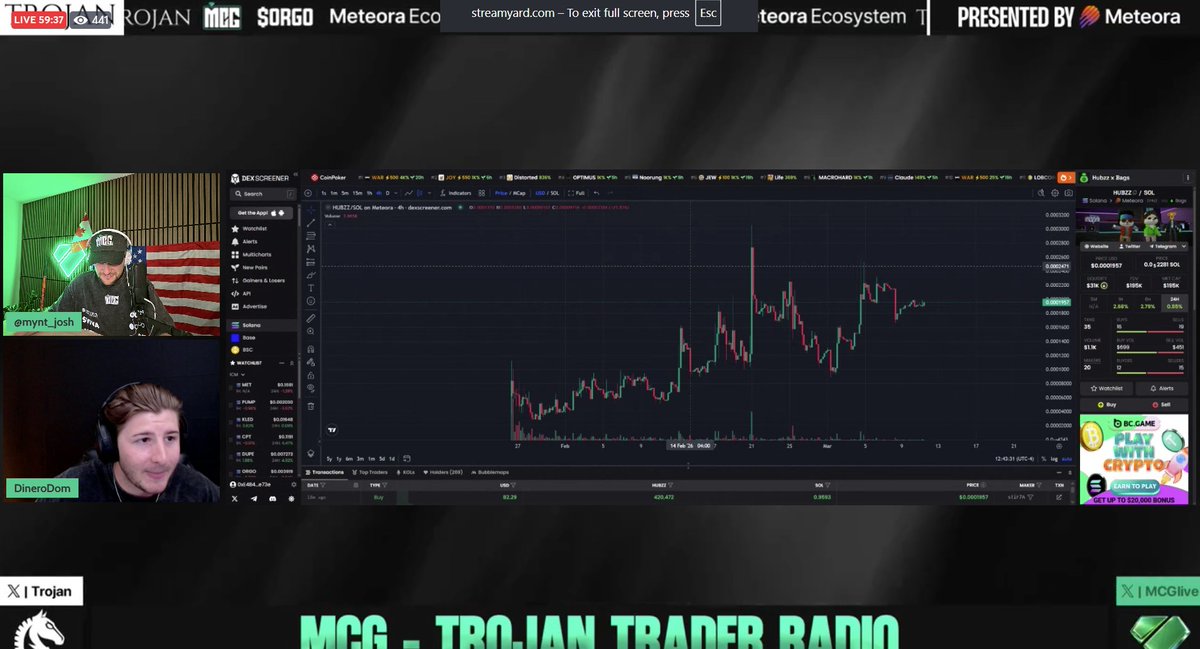 <a href="/BagsApp/">BAGS</a> <a href="/TendiesKing/">King Tendies 👑🐔</a> <a href="/Russfranky/">Russfranky</a> <a href="/shawmakesmagic/">Shaw (eth/acc)</a> <a href="/StudholmeOne/">Studholme</a> <a href="/fairdotclub/">FAIR.CLUB</a> <a href="/Dominion_Market/">Dominion</a> <a href="/RecapThisBot/">$RECAP 🤖</a> <a href="/official_taches/">Lex Christopherson</a> <a href="/gsd_foundation/">GSD</a> <a href="/khouuba/">Khouba</a> Segment with $HUBZZ <a href="/Russfranky/">Russfranky</a> <a href="/HubzzHQ/">hubzz</a> at 18:30 mark
- Russ helped with Axie infinity, crypto kitties
- <a href="/BagsApp/">BAGS</a> Will use $50k proceeds to buyback the $HUBZZ token
- <a href="/StuuBags/">Stuu</a> <a href="/Sambags12/">Sam</a>, Russ needs a new mac mini!
- Raising $1.5 Million, looking to generate $5 Million in