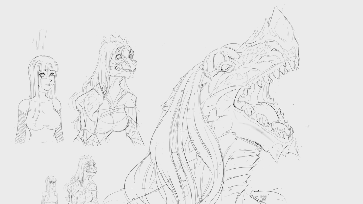 BaronInfinity's tweet photo. A sketch commission of Hanah's OC Raven becoming a Gogmazios. Thanks for commissioning me! https://t.co/Kp8J4R3Tmq