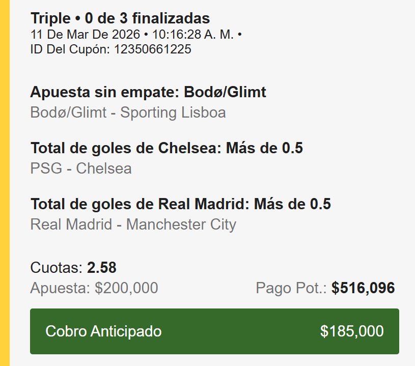 Apuestas_Prof's tweet photo. Si este Parlay  de la #ChampionsLeague se gana… 💰🔥
Voy a regalar parte de la ganancia a uno de ustedes.

Para participar:
 🔁 RT ❤️ Like
¡Vamos con toda! ⚽ https://t.co/i7PqDYzvwS
