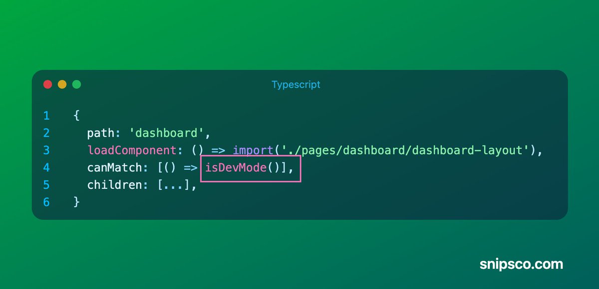 ipwanciu's tweet image. Isn't this the right way to "hide" the routes you don't want to show on production? 🤔

Asking for a friend 😊

#Angular