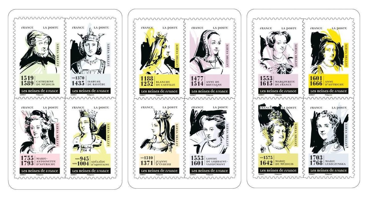La Poste sort une série de timbres sur les reines de France. 
Il y a Marie-Antoinette ❤️🌹 mais je suis scandaloutrée il n’y a pas Aliénor d’Aquitaine