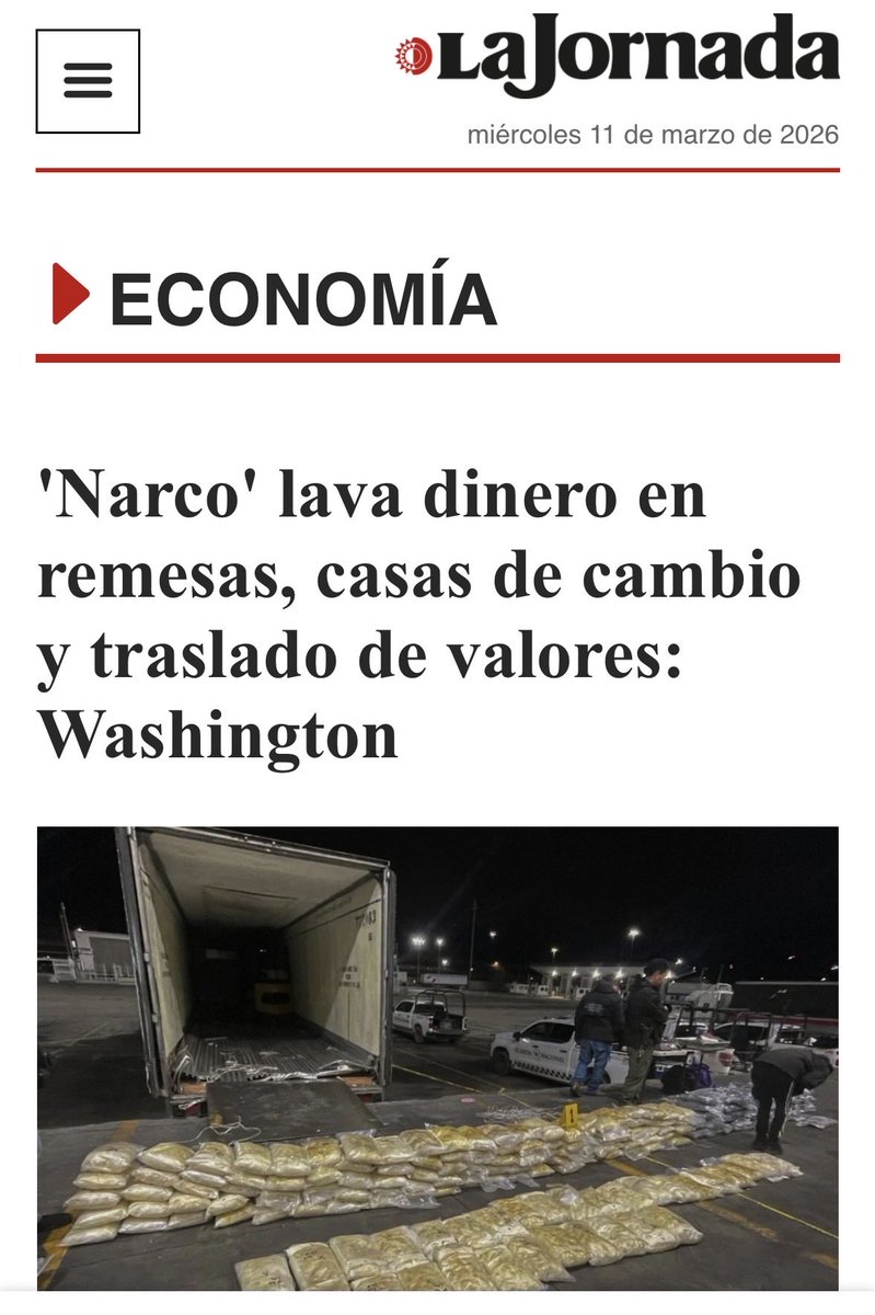 🔴 Presidenta ⁦<a href="/Claudiashein/">Claudia Sheinbaum Pardo</a>⁩ hace unas semanas usted NEGO en una mañanera que había lavado de dinero en remesas, hoy los EUA lo confirman , porque lo niega , acaso protege al narco ?
