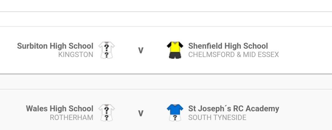 CraigTurnerEA's tweet photo. Semi final draw for the English Schools Football. https://t.co/dTdM6O1Z69