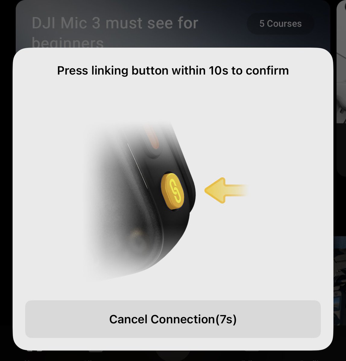 Is there anyone on X who uses the latest DJI Mic 3? I am struggling with the 10 second “Press linking button within 10s to confirm” message on their DJI Mimo App. 

Please help if you know how to go past this, for it to connect, I’m kinda stuck!
