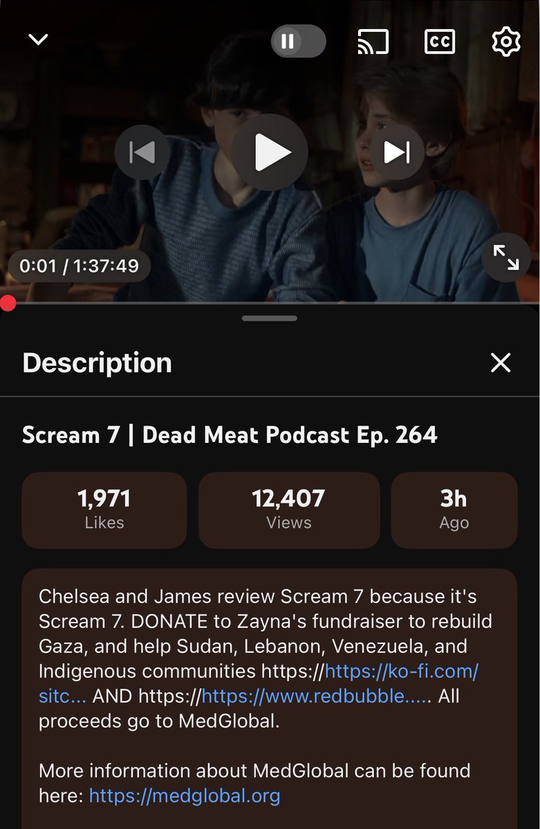 Dead Meat is doing what every film reviewer talking about Scream 7 should be doing, if you are gonna talk about that movie then give the proceeds you get from the video to Palestinian causes.