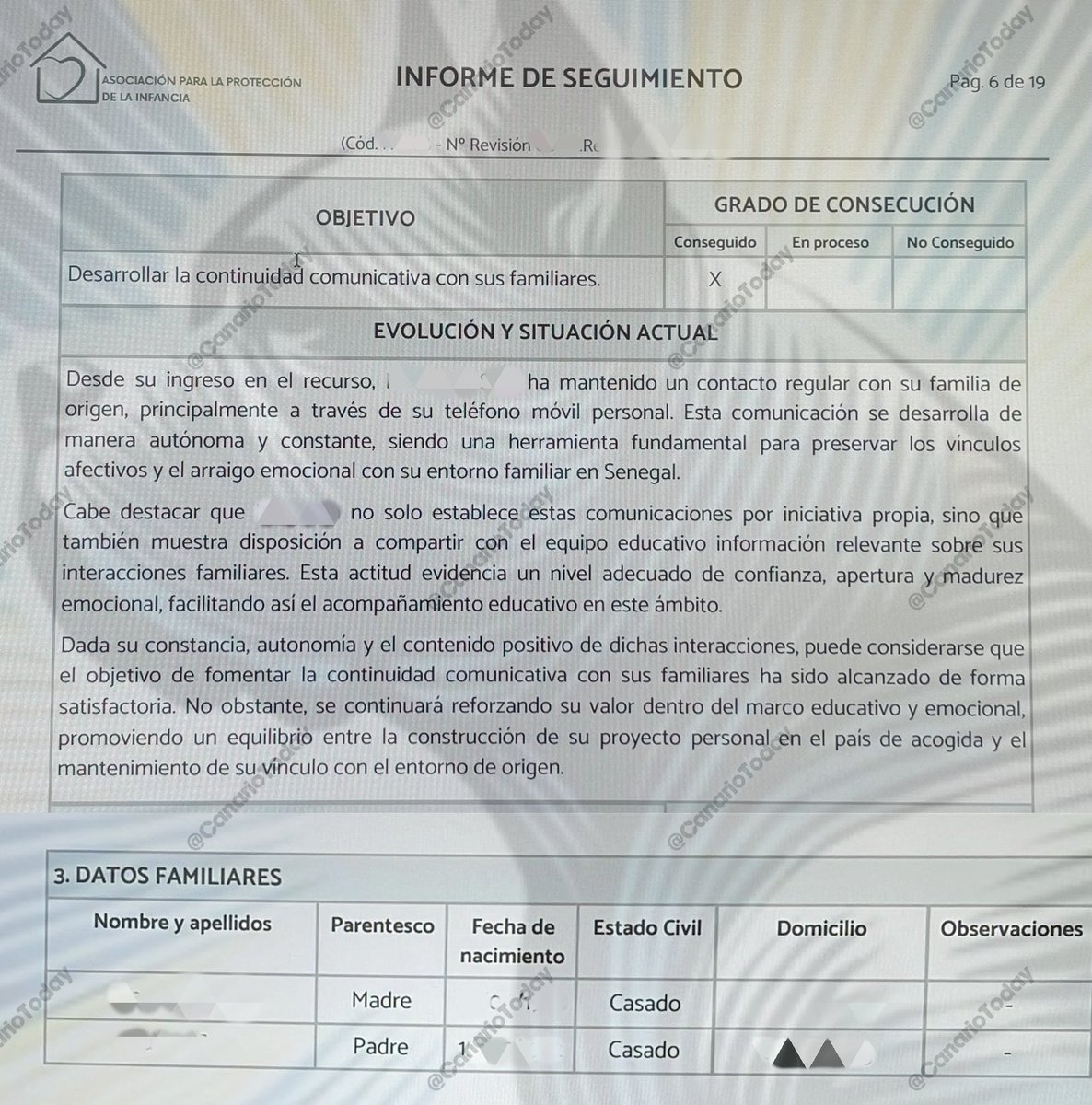 📃 Informe de ONG sobre MENAs en Canarias. 

Familia perfectamente localizada en Senegal (padres y dirección) y contacto habitual.

Pese a ello permanece aquí bajo tutela pública, con un coste aproximado de 34.000 € al año.

La misma situación se repite en infinidad de casos ⤵️