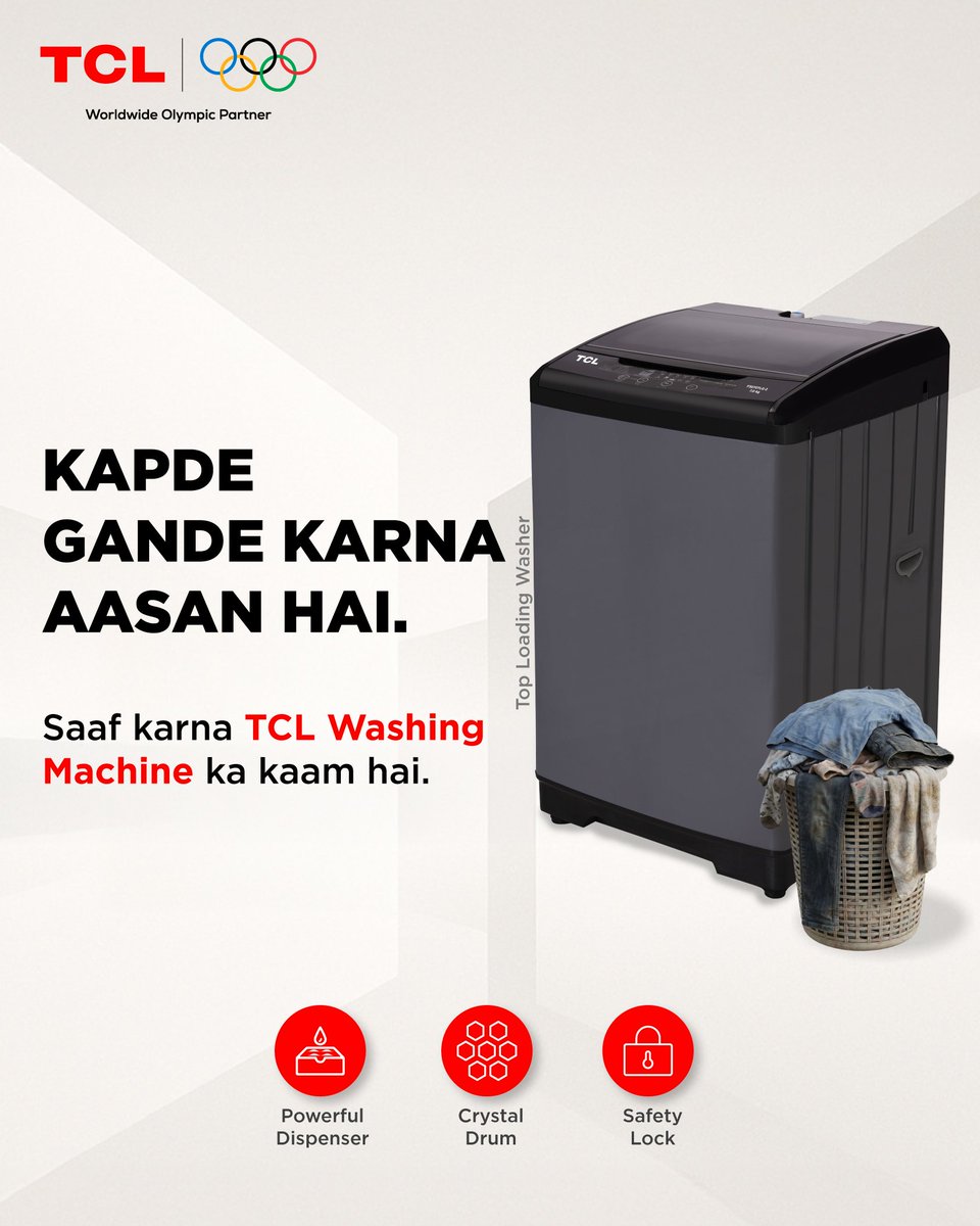 tcl_india's tweet photo. Life gets messy. Laundry shouldn’t.

Let the TCL Washing Machine take care of every stain with powerful cleaning performance.

#tclindia #laundrycare #frontloadwashingmachine #smartliving #cleanclothes https://t.co/RiYFNuhPuI