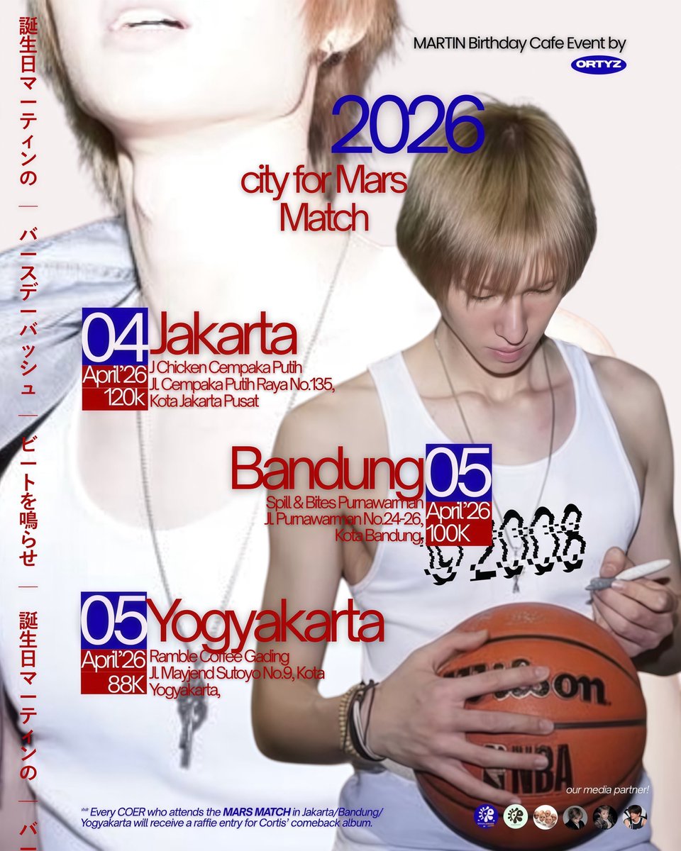 txtdaricoer's tweet photo. βΉπ»
α΄α΄Κκ± α΄α΄α΄α΄Κ
β€· π
Birthday Cafe Event for Martin by @ortyzstudio
βββ Cafe Event
β Jakarta (04 April 2026)
β Bandung (05 April 2026)
β Yogyakarta (05 April 2026)
β€· π
Regist here
https://t.co/Z5z2JAolXP
#MARTIN #λ§ν΄
#CORTIS #μ½λ₯΄ν°μ€
#MARSMATCH https://t.co/d9J7hU7jDl