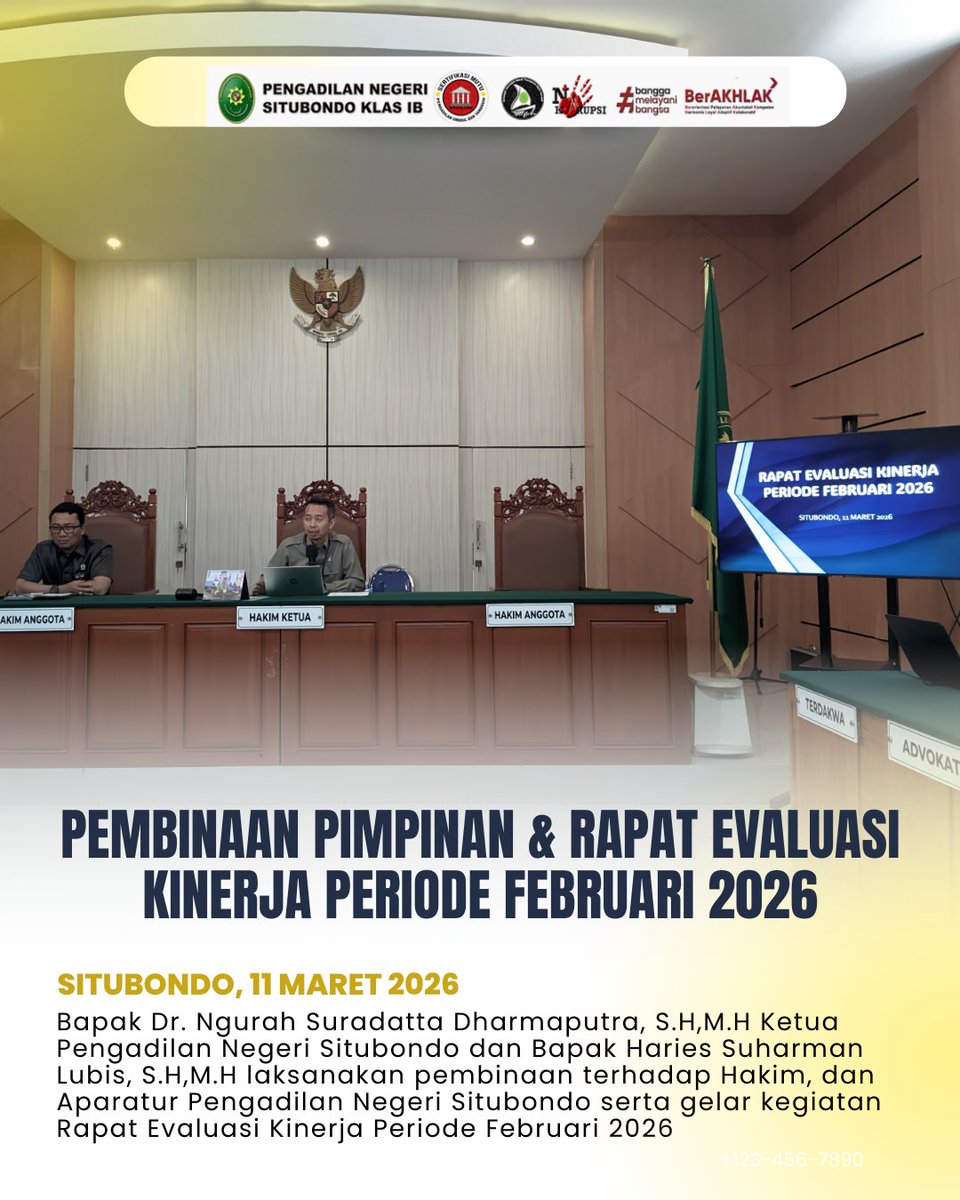 NegeriSitubondo's tweet photo. Pembinaan dan Rapat Evaluasi Kinerja Periode Februari 2026 https://t.co/9m8o0FAuIE