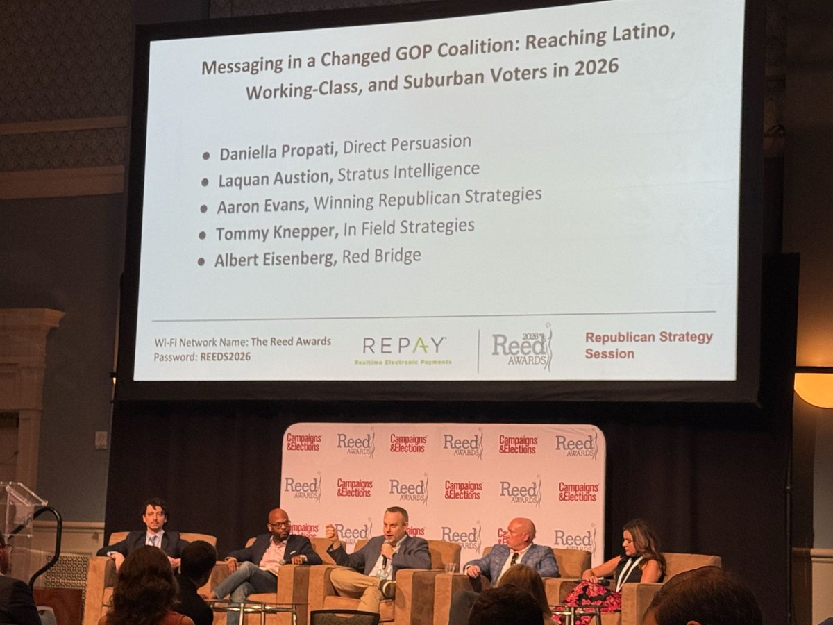 wrsgop's tweet photo. WRS Media President Aaron Evans joined a panel today in Charleston, SC to discuss the importance of building strong coalitions in minority communities ahead of the midterms. The discussion at the 2026 Reed Awards brought together panelists who shared a number of insightful and winning ideas for engaging voters and strengthening outreach.