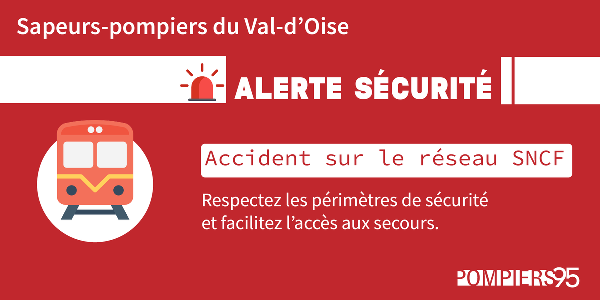 Sdis_95's tweet image. #Intervention 🚨| Un accident vient de se produire sur la ligne H 🚉en gare de #Auvers-sur-Oise. Restez prudents aux abords des voies et laissez passer les secours. N'encombrez pas les lignes d'urgence. @Prefet95 @Valdoise @PoliceNat95
@Gendarmerie_095