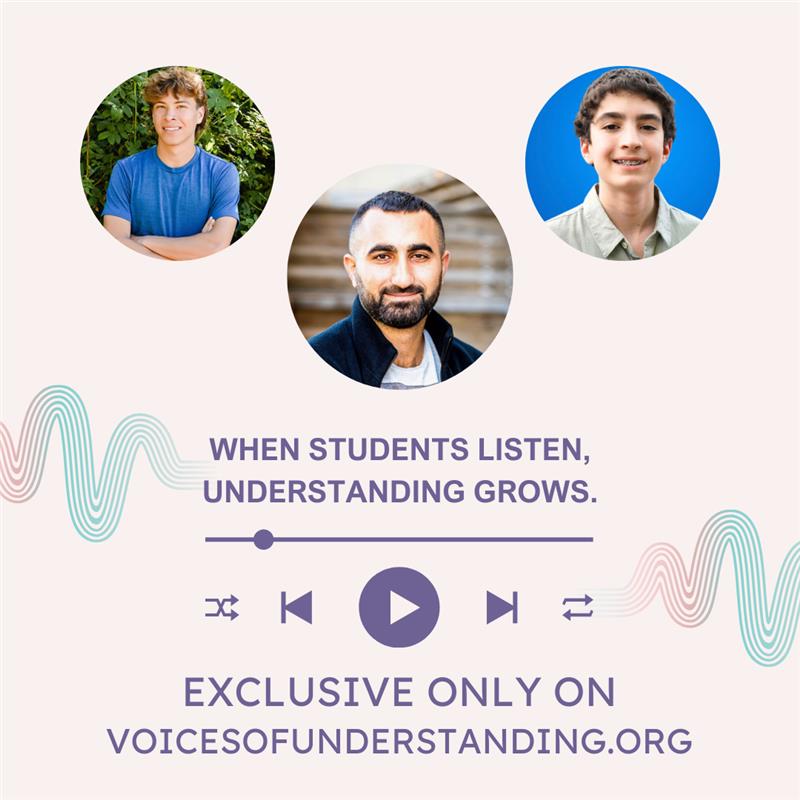 VOU_Official_'s tweet image. Voices of #Understanding provides a safe space for high #schoolstudents to participate in group or one-on-one Zoom #discussions about #Israel and #Palestine. By sharing perspectives and experiences, students can build empathy and meaningful #connections.

voicesofunderstanding.org