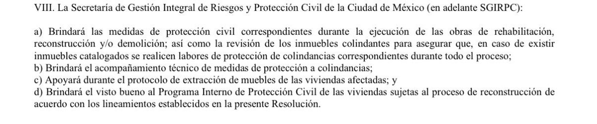 ¡MENTIRA!

El resolutivo 5to de la resolución emitida por la Jefa de Gobierno dice que la Secretaria de Gestión Integral de Riesgos y Protección Civil de la CDMX es quien brindará las medidas de protección civil correspondientes al proceso de demolición.

Tomen responsabilidad