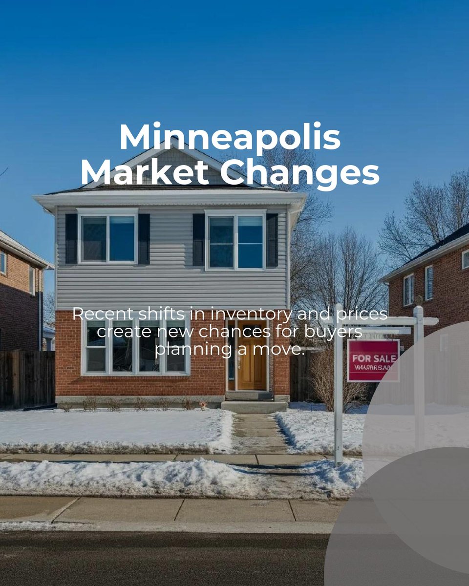 AlekPloetz's tweet photo. Minneapolis inventory dipped 1.2% in January, but median prices fell 7.5% YoY. 📉 This shift creates a strategic window for buyers to gain leverage.

How are you prepping for your 2026 move? https://t.co/9fzI8id4XY