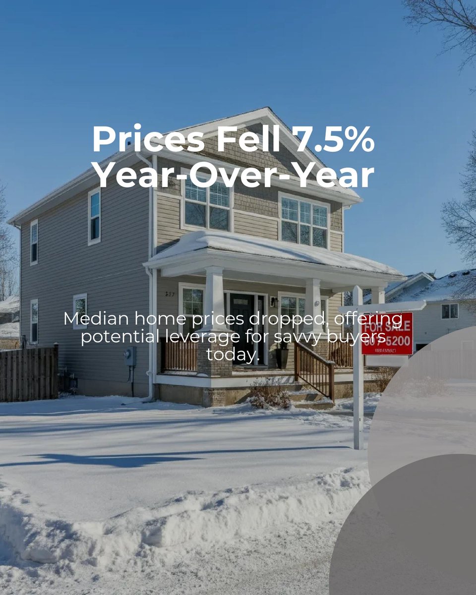 AlekPloetz's tweet photo. Minneapolis inventory dipped 1.2% in January, but median prices fell 7.5% YoY. 📉 This shift creates a strategic window for buyers to gain leverage.

How are you prepping for your 2026 move? https://t.co/9fzI8id4XY
