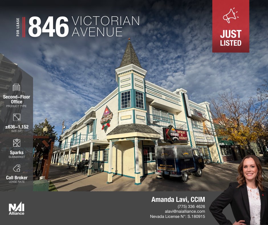 Now Available | Second-Floor Office ✨

📍846 Victorian Avenue
🏢 Above Great Basin Brewing Co.
🌟 Designated Parking Spot

NAI Alliance is pleased to present this second-floor office space for lease! 

Contact Amanda Lavi for more information!

#Reno #NAIAlliance #JustListed