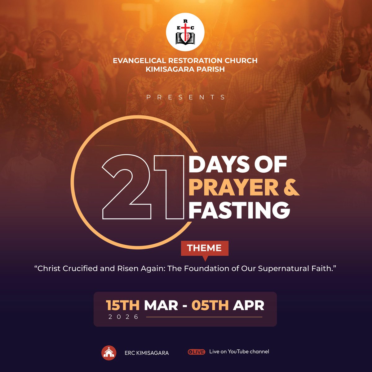 21 Days of Fasting &amp; Prayer 🙏🏽🙏🏽
A Theme: Christ Crucified and Risen Again The foundation of our supernatural faith and victory in Christ.

Let's pray, fast, and experience God together. -

Comment AMEN if you're praying with us.
#21DaysOfPrayer #FastingAndPrayer #ChristCrucified
