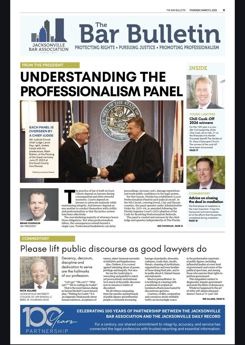 myjaxbar's tweet photo. 🚨 🗞 MARCH 2026 JAX BAR BULLETIN IS OUT! 🚨 🗞

The latest and greatest edition of the Jax Bar Bulletin - via our friends at the Jax Daily Record - is officially out!

https://t.co/n2FSPtBodc

1/ https://t.co/LBWj5ljoG8
