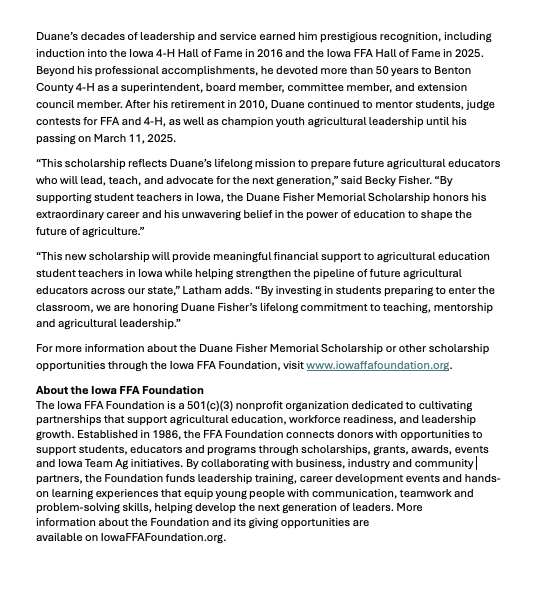 Iowa FFA Foundation tweet media