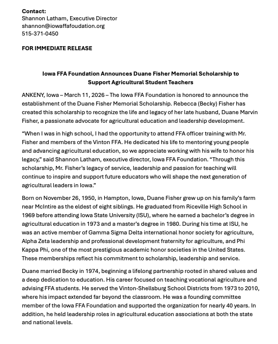 Iowa FFA Foundation tweet media