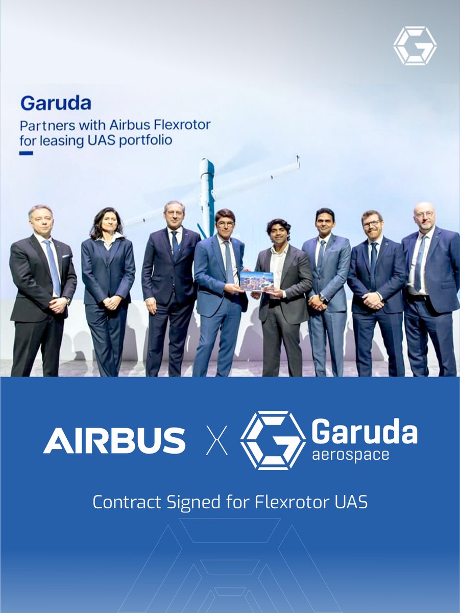 garuda_india's tweet photo. Proud to partner with Airbus Helicopters for the delivery of up to 18 Flexrotor Uncrewed Aerial Systems (UAS). This collaboration strengthens Garuda Aerospace’s capabilities in delivering advanced aerial intelligence for critical missions.

Through this partnership, we will support applications such as infrastructure inspection, law enforcement, wildfire monitoring, search operations, and disaster response across global markets.

@AgnishwarJ
@AirbusHeli

#VERTICON2026 #AirbusHelicopters #GarudaAerospace #DroneTechnology