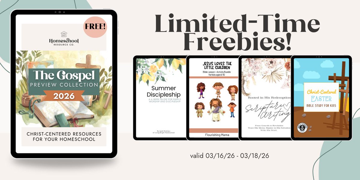 onesweetday48's tweet image. #affiliatelink Get on the waitlist now for the Gospel collection and get 4 full resources for FREE March 16-18 only plus a coupon for $3 off the full collection!
Affiliate link * 🔽
homeschoolresourceco.com/preview/aff/on…
#homeschool #homeschooling #gospel #Christian #ChristianLiving #Easter
