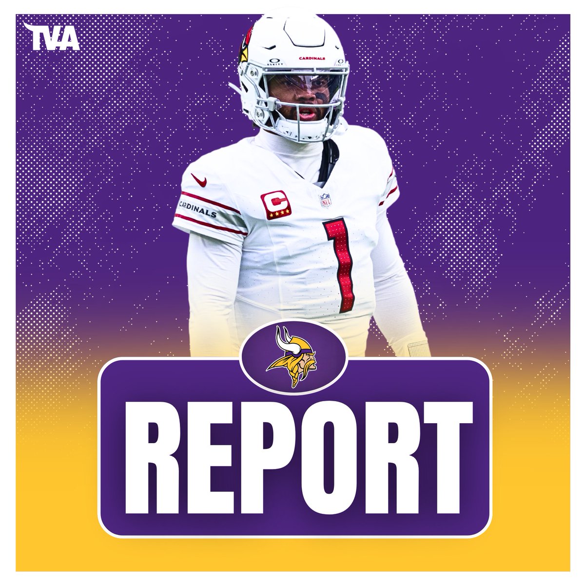 TheVikingAge's tweet photo. The Cardinals are going to release QB Kyler Murray at 3pm CST today, and "it's obvious" that Murray and the #Vikings "have mutual interest"

(Per @RapSheet) https://t.co/RSmkf5qZAT