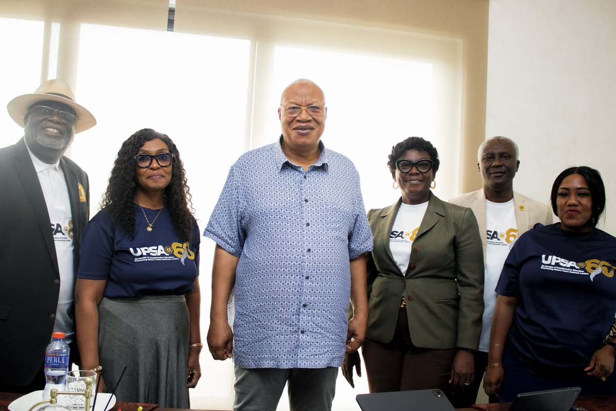 upsaccra's tweet photo. The University of Professional Studies, Accra, honors its 60th Anniversary with key visits and events, including Prof. Joshua Alabi's meeting.
#UPSA60 https://t.co/zd567F4z8A