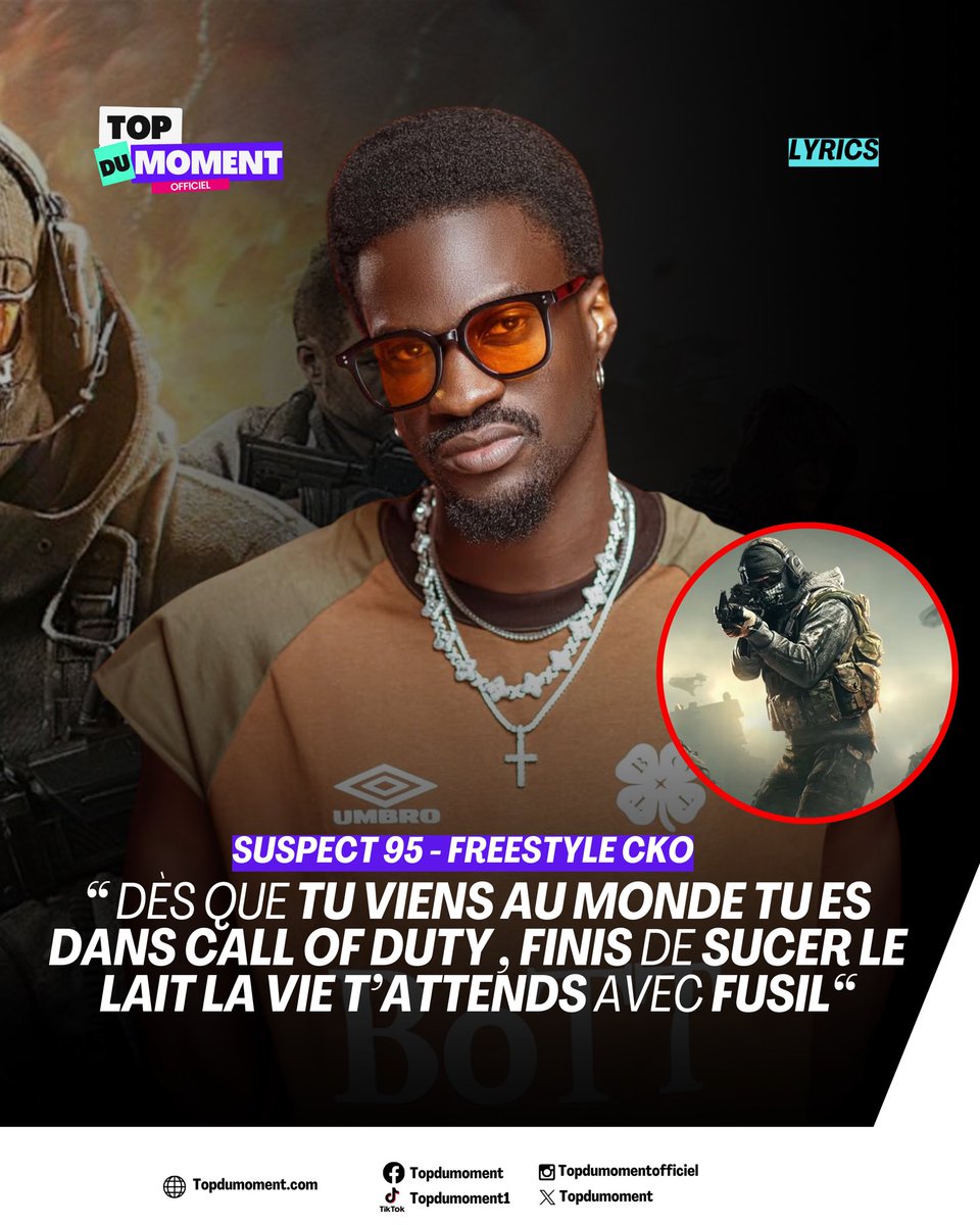 topdumoment1's tweet photo. Suspect 95 lâche un freestyle énorme sur CKO en commençant par une line énorme en référence au jeu vidéo célèbre « Call Of Duty »
https://t.co/4cksbEqco2 #Suspect95 #Cko https://t.co/hSfFF5IS5z