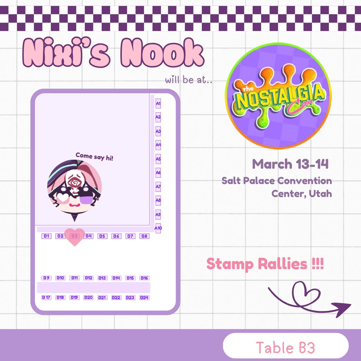 NixiLen's tweet photo. Nostalgia Con SLC 2026 - Table B3
🤍
I’m in two rallies! One I’m hosting and another by the amazing @Meoyani !!! 

Join to see me and others at @TheNostalgiaCon 

#conventions #artistalley #artist https://t.co/mZPeLRuMMr