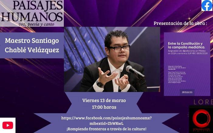 santiagocvz23's tweet photo. El viernes andaré de visita en el programa Paisajes humanos para platicar sobre la obra "Entre la Constitución y la campaña mediática". 

Nos vemos a las 5 de la tarde a través de sus plataformas digitales.

¡Infinitas gracias! https://t.co/U5BnHuQXdN