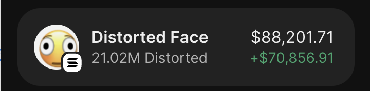 if you bought $500 worth of $Distorted two days ago, you would now have $200,000. 

and yes, that's me. i bought it out of conviction and had a very good feeling about it. 

i don't make many calls, but when I do, they tend to be bangers.

my win rate is very high, 95%.

i've