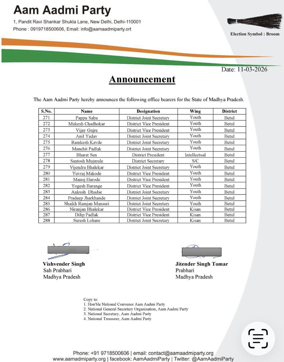 AAP Indore M.P. tweet media