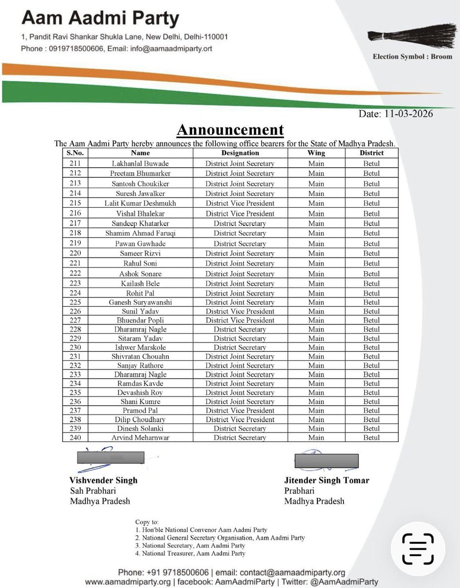 AAP Indore M.P. tweet media